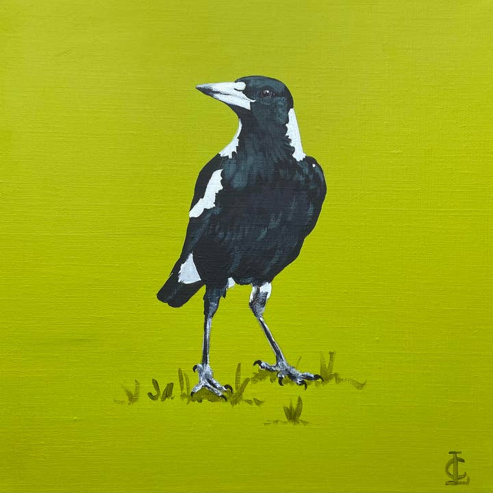 Lucinda Cotter Art - Wholesale Everyday greeting card - Green Magpie Mini Card1