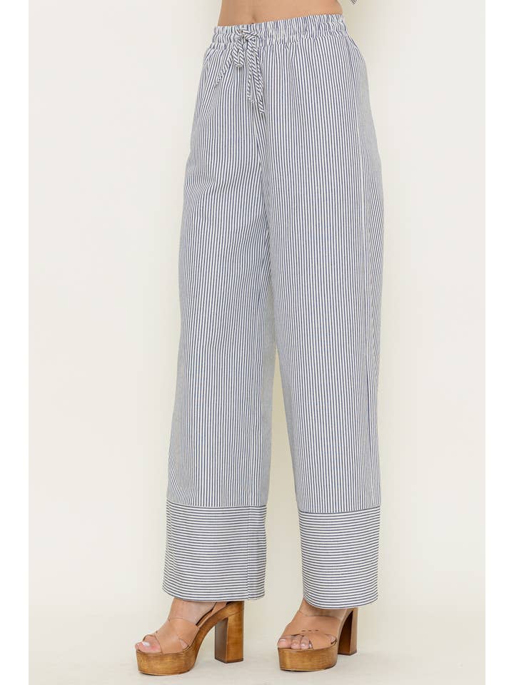 Fore Collection – wholesale Byxor - Dam – RANDIGA HÖG MIDJA DRAWSNÖRE KNYT VIDBENADE BYXOR-PI6646FO2