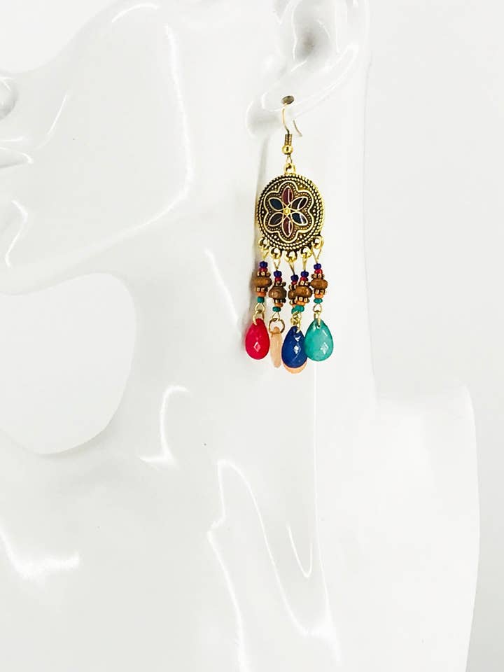 Böhmische Ohrhänger, E19-3092 für den Großhandel von Magnolia & Peach Jewelry Boutique, LLC