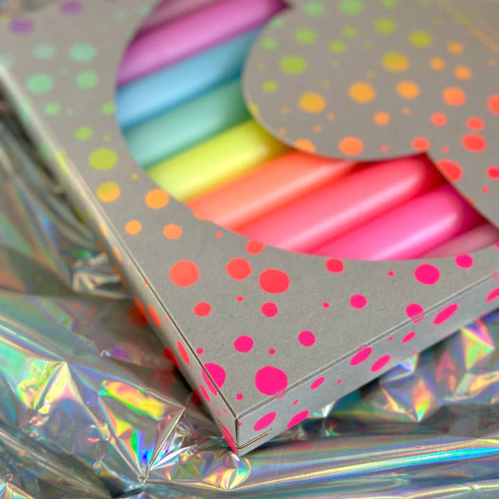 Pink Stories - Wholesale Tapered Candle/Candlestick - Dip Dye Neon * Rainbow Box