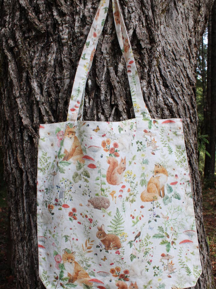 Linen Tote Bag Shoulder Bag Woodland for wholesale by Blue Summer House