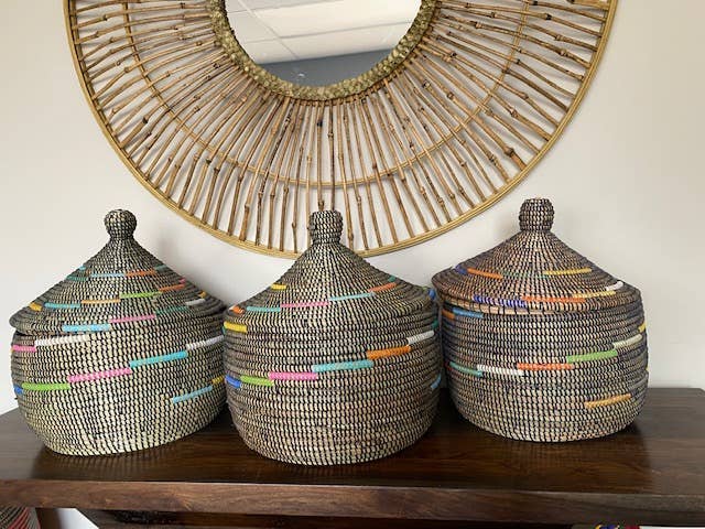 Gitzell FairTrade - Wholesale Basket - Lidded Basket, sweet grass, small3