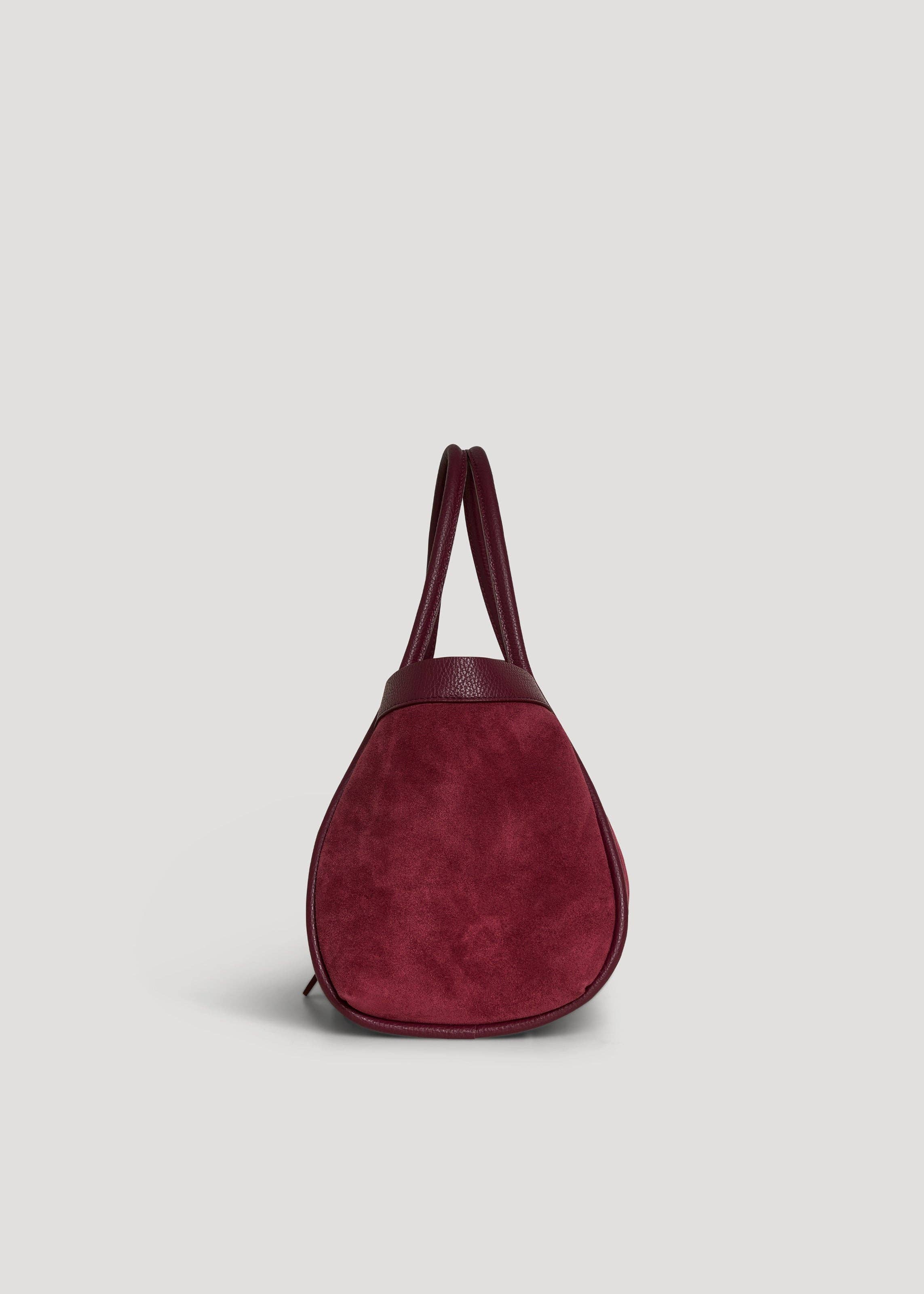 Prestige Milano – Sacola - Mulher por atacado – Bolsa Mayfair em Camurça Borgonha e Couro Togo3