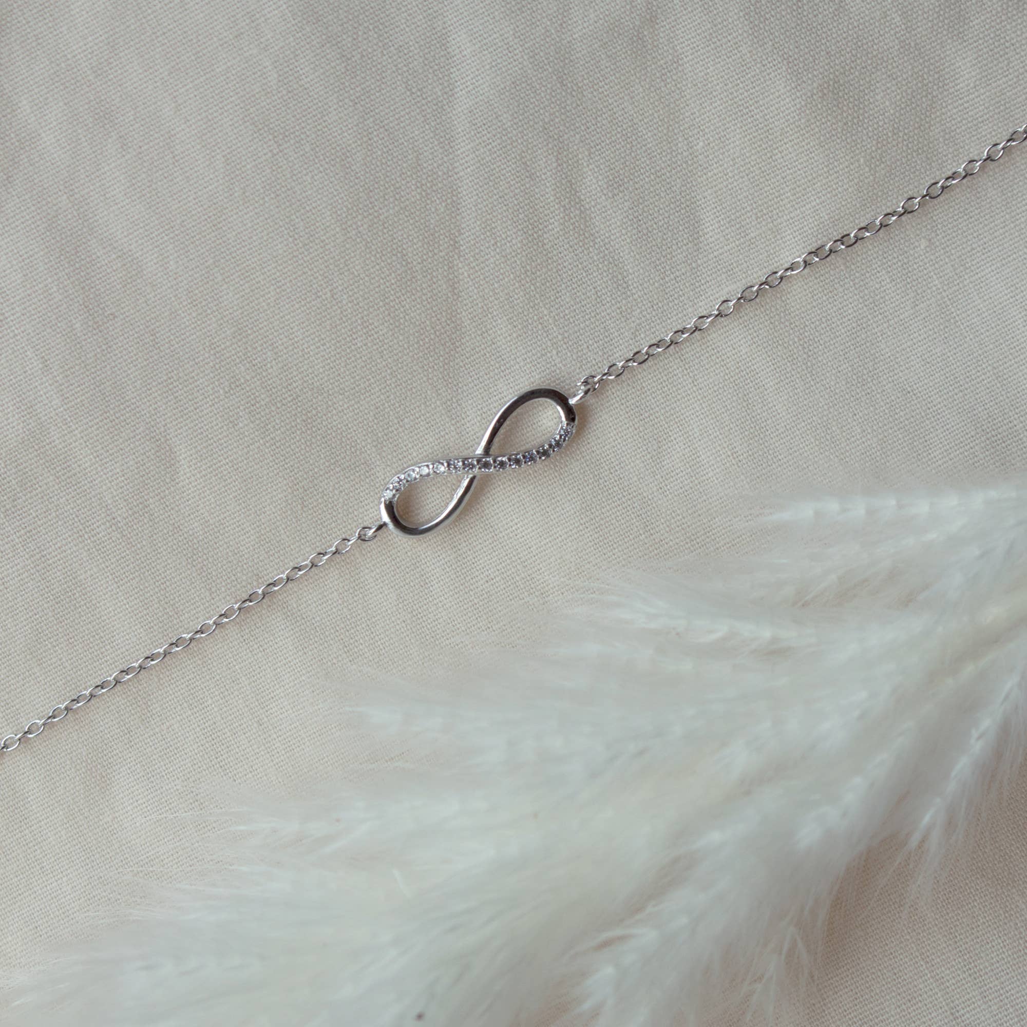 Aurora Jewels – wholesale Link & chain bracelet – Half CZ Infinity Bracelet7