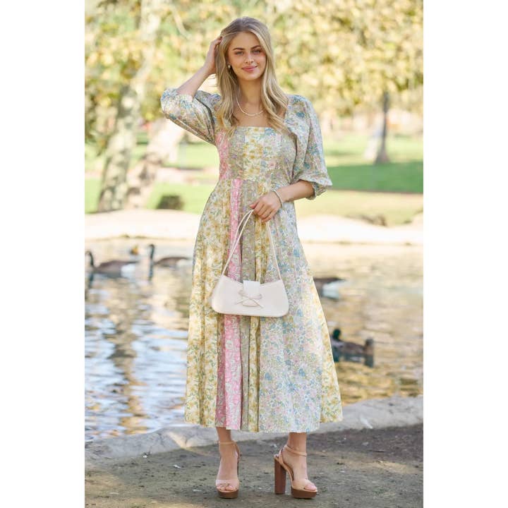 NEW Mixed Floral Midi Dress for wholesale by STYLE USA