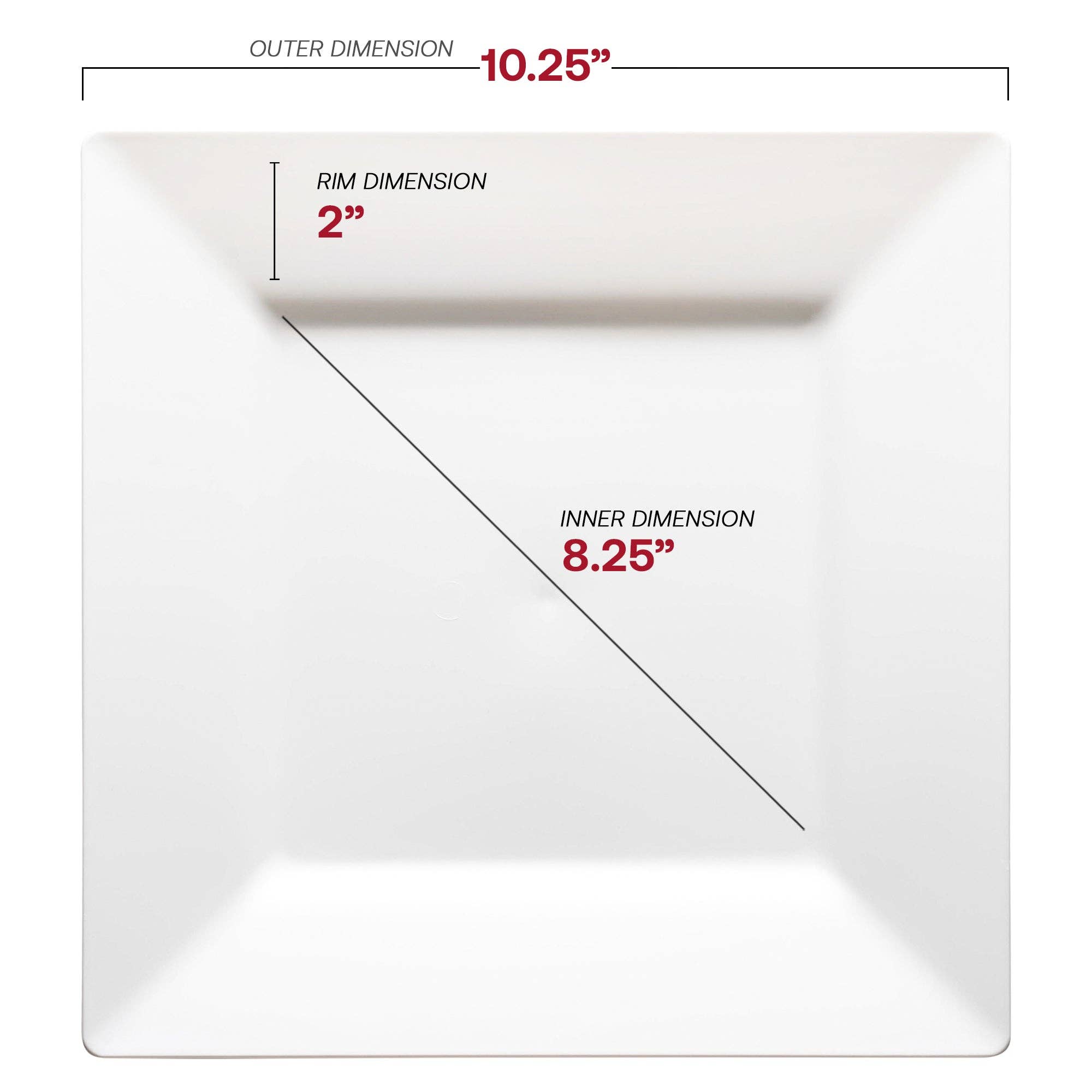 Smarty had a Party - Venta al por mayor Platos desechables - Platos de cena cuadrados de plástico blancos de 10,25" - 10 uds.2