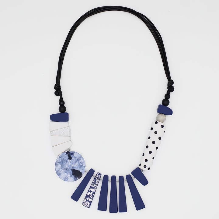 Blauw-witte eclectische ketting voor wholesale door Sylca Designs