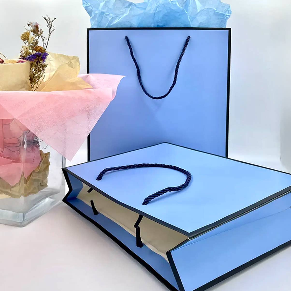 ByHome - Wholesale Gift Bag - Blue with Black Border Paper Gift Bag w/ free tissue8