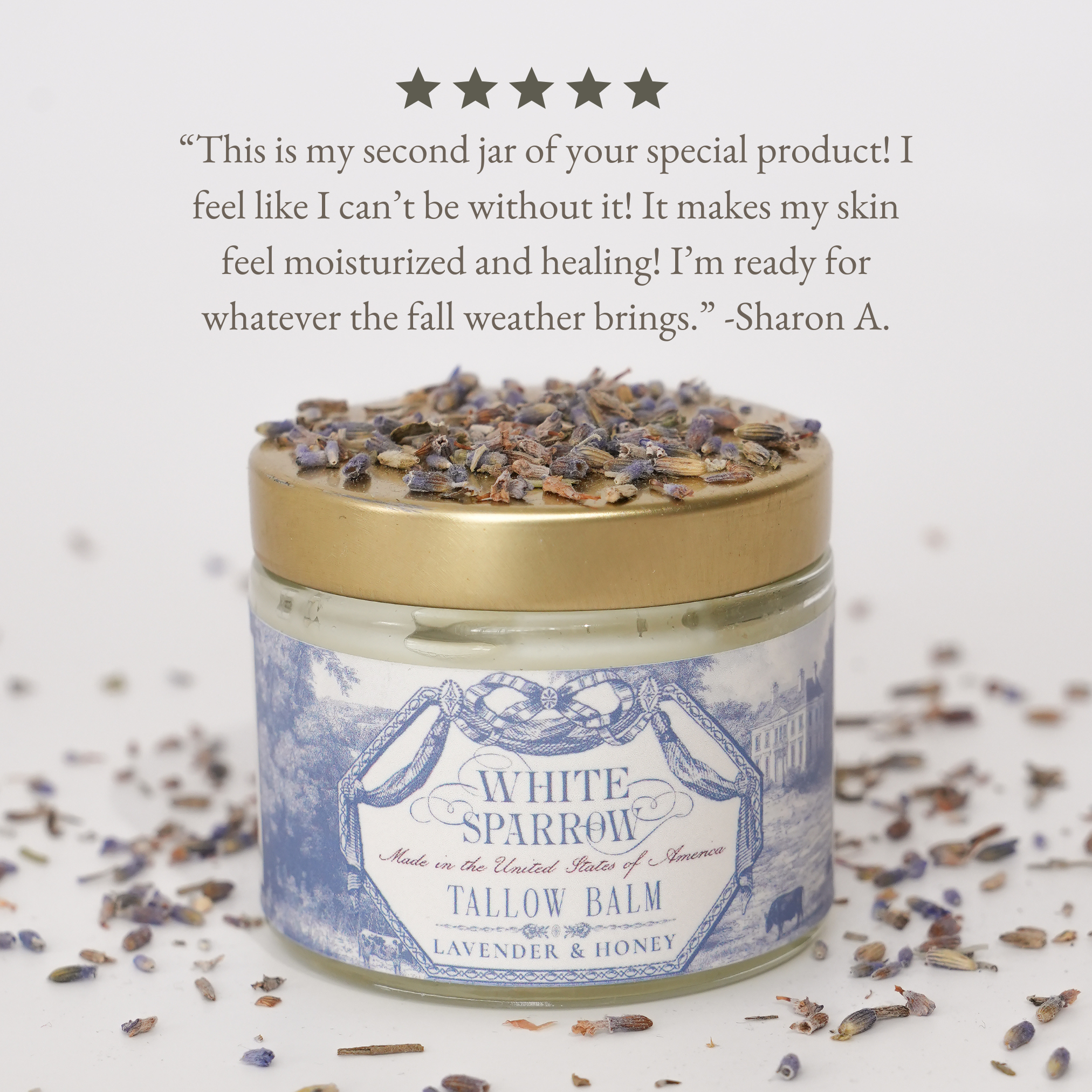 White Sparrow Farmacy – wholesale Healing salve/balm/cream – Tallow balm - Lavender & Honey1