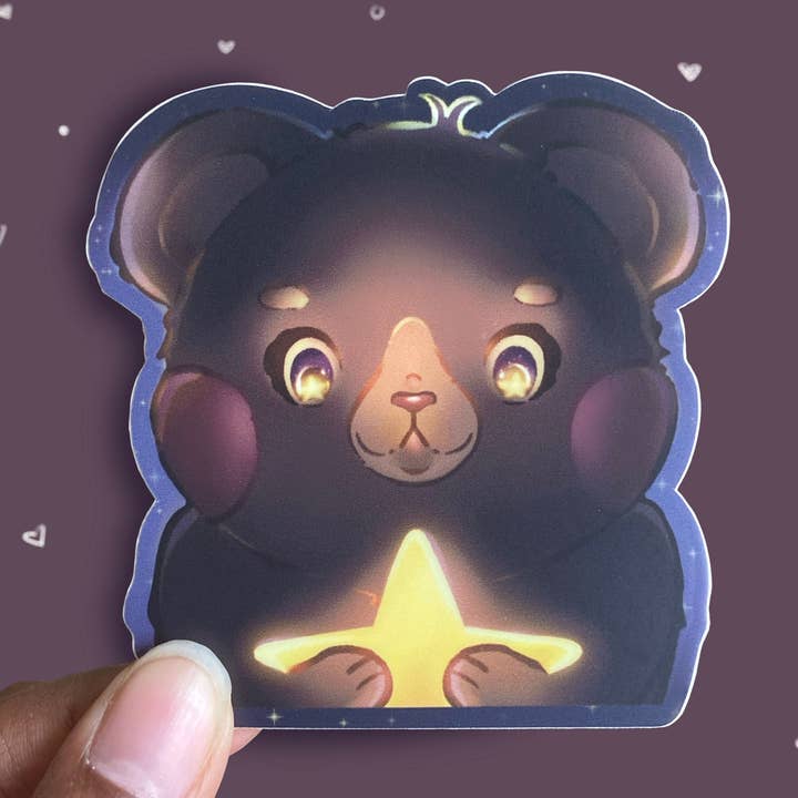 Celestial Brown Bear With Star Sticker | Waterproof Sticker for wholesale by MoonKittyCo