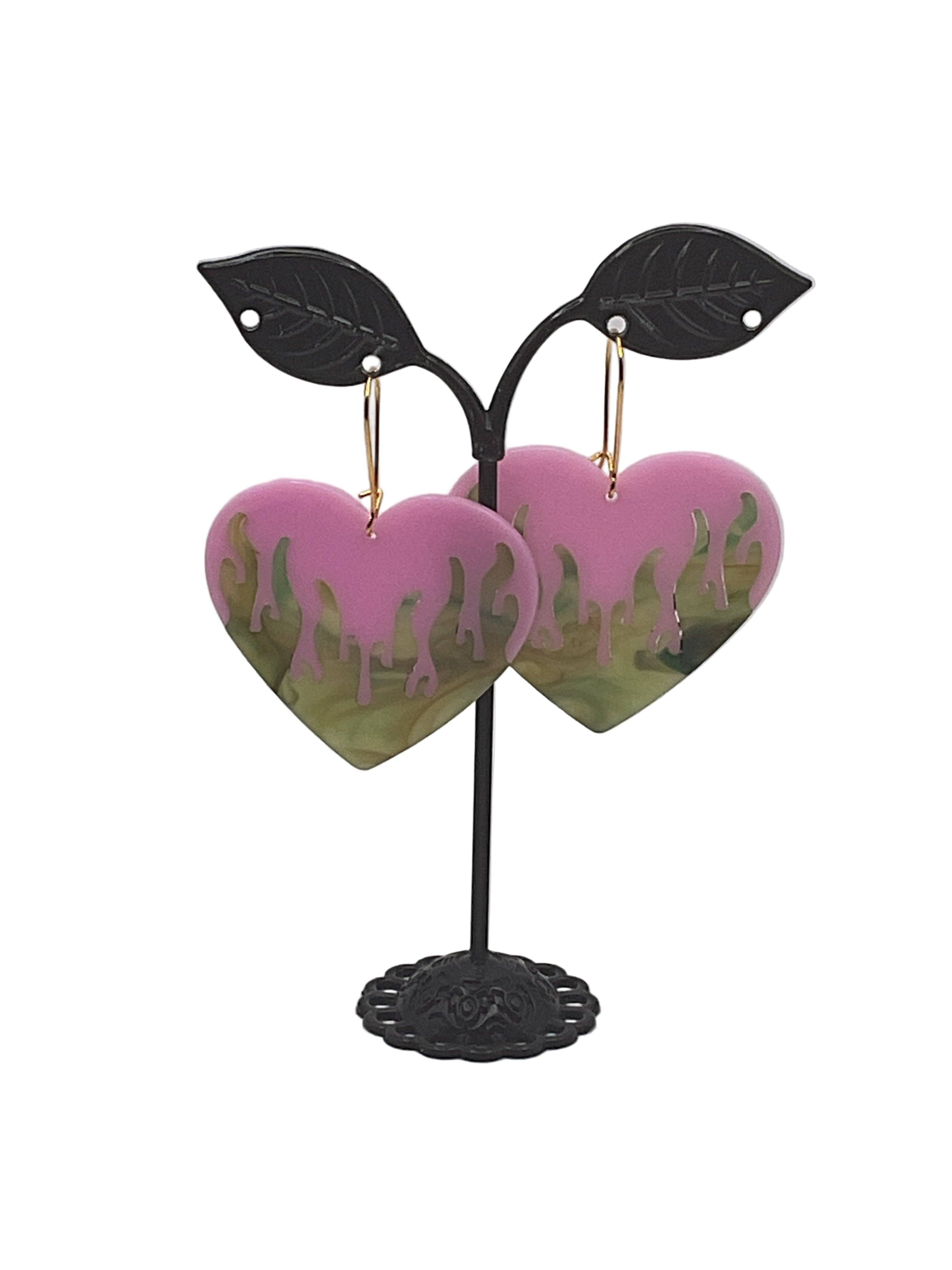 S and E Hobbies and Collectables - Wholesale Dangle Earrings - Flaming Heart Earrings3