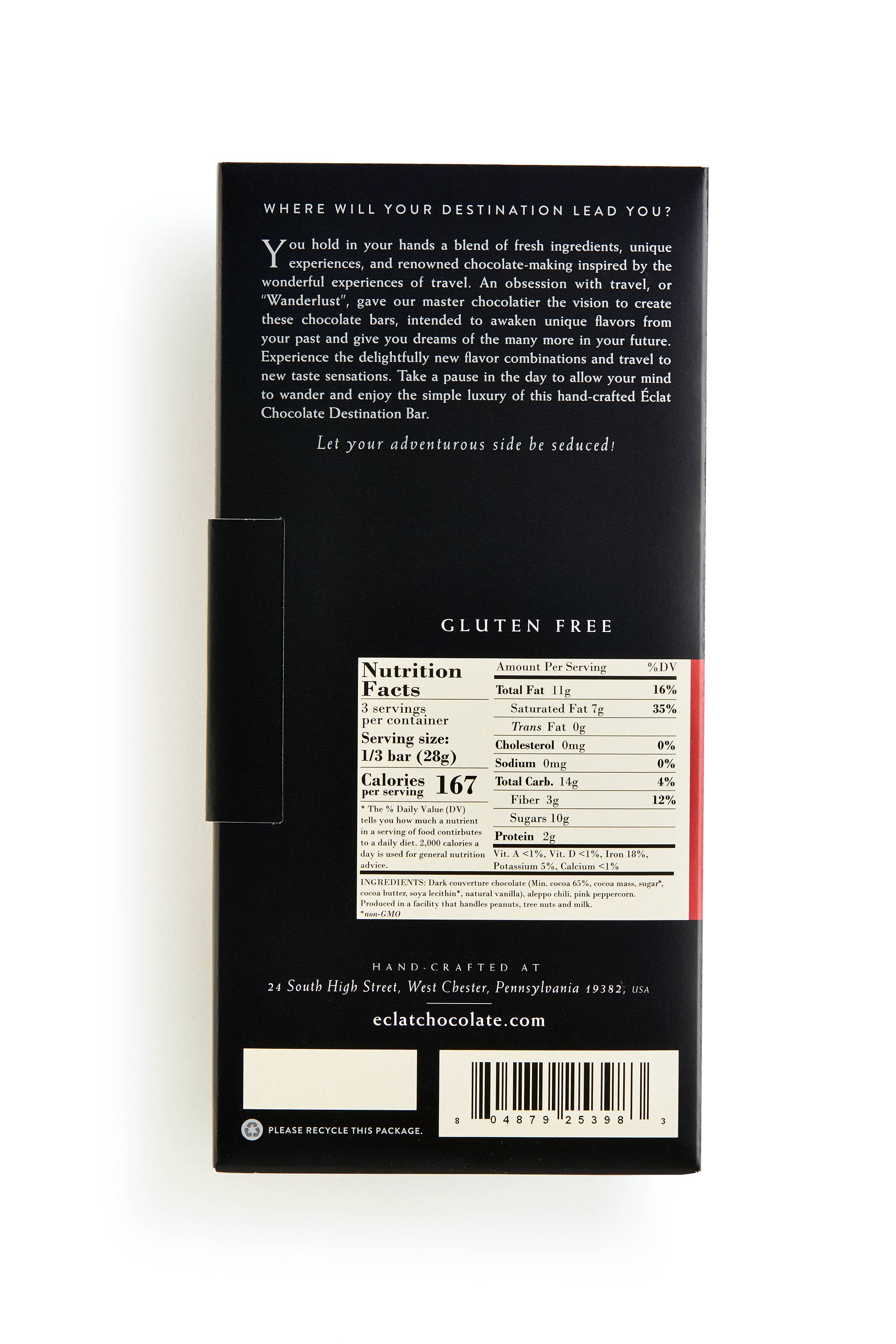 Éclat Chocolate - Vente Barre chocolatée - Barre de chocolat de destination au piment d'Alep et au poivre rose ALP2