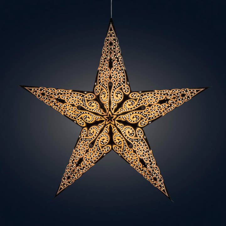 Gaudí 5 Pointer 24" sort/hvid papirstjernelygte for engroshandel hos Artschatz LLC