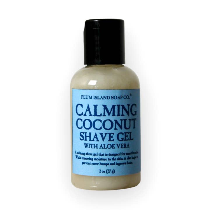 Calming Coconut Shave Gel for wholesale by Plum Island Soap Co.