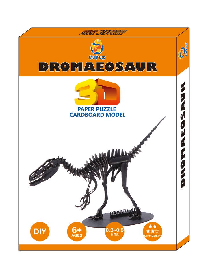 Kit de cartão 3D de esqueleto de dinossauro dromeossauro por atacado de Go on make me