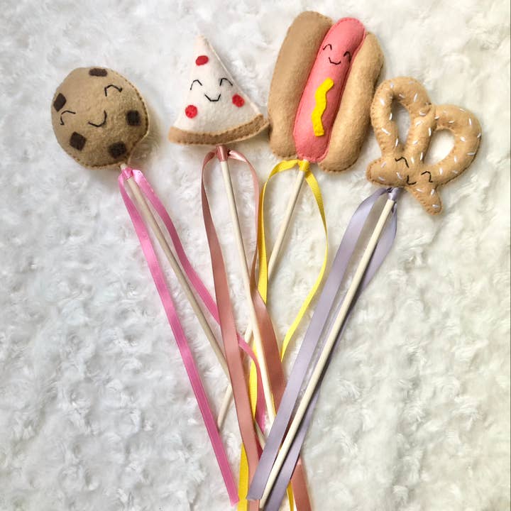 Food Court Magic Wands- Pizza, Pretzel, Hotdog, Cookie for wholesale by Charley & Ruth Designs
