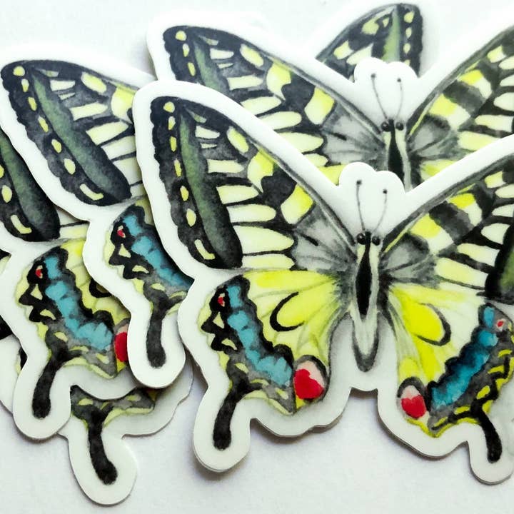 Watercolor Swallowtail Butterfly Waterproof Decal for wholesale by Hen and Chick Art