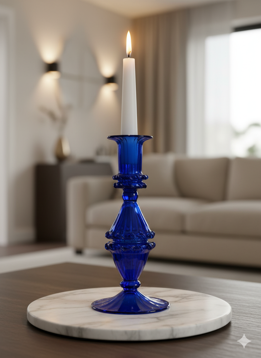 Arabazaar Gallery LLC – wholesale Candle holder – Handblown Gems Swirl Glass Candle Holders5