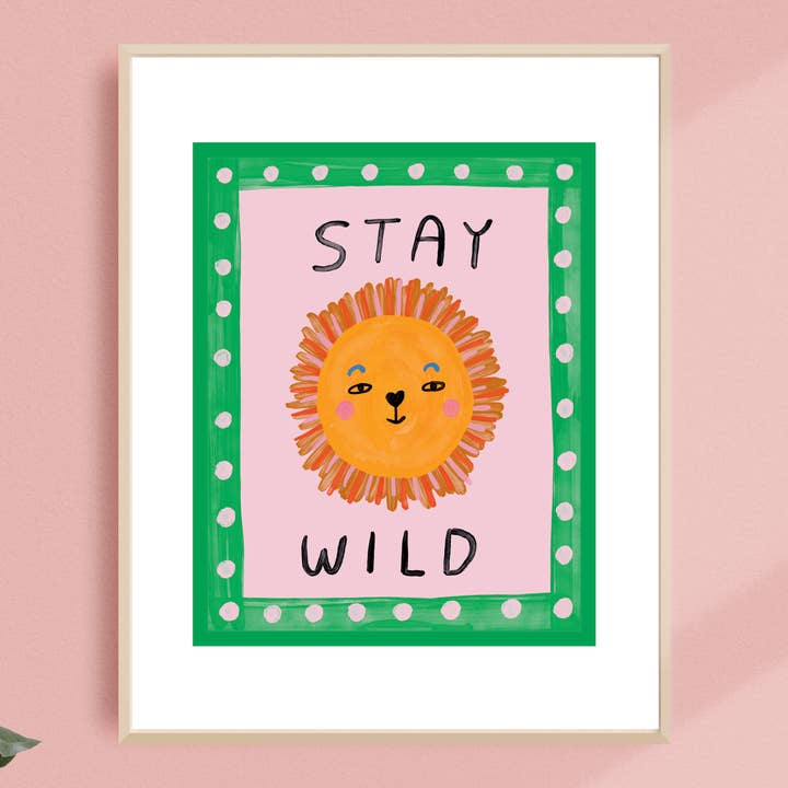 Stay Wild Lion Nursery Art Print for wholesale by Black Lab Studio