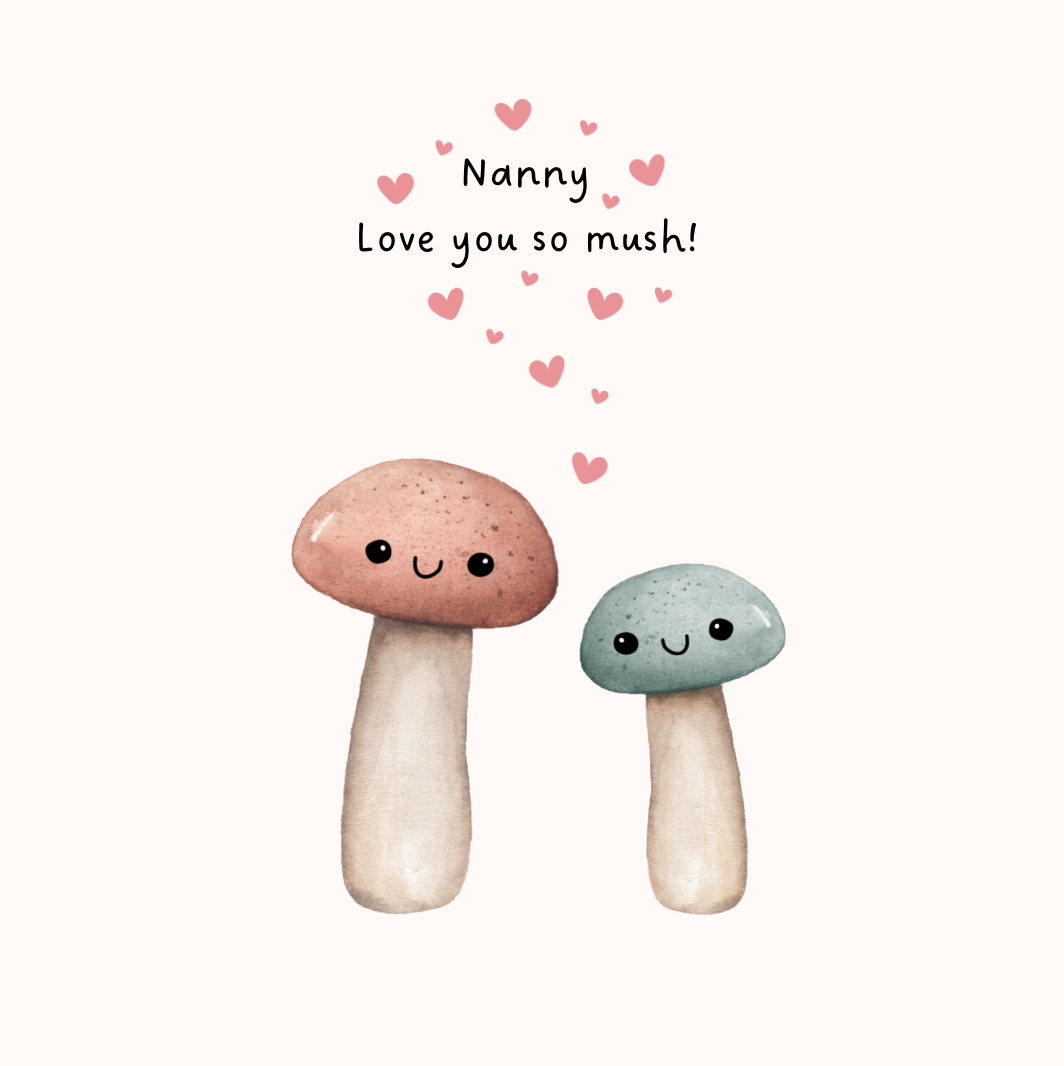 Petimo – wholesale Love card – Nanny Love You So Much Cute Mushroom Card2