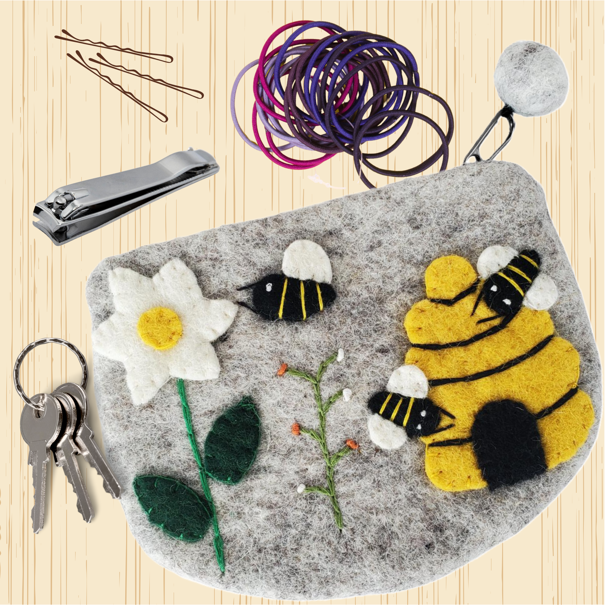 Honey House Naturals - Wholesale Coin Purse - Women's - Wool Bee Bag - Handmade5