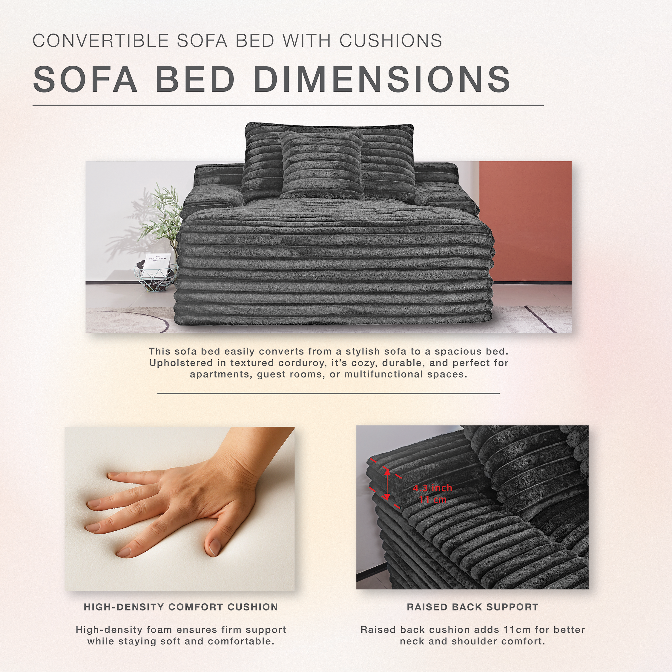 LivingTaste Home Inc - Wholesale Sofa - Modern Dark Grey Oversized Lounge Sofa3