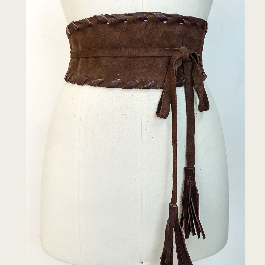 JUAN·JO GALLERY      (Leather Gallery, SCP) – wholesale Belt – Women's – Dark Brown Suede Obi Belt Boho Style - Fall 2025 3