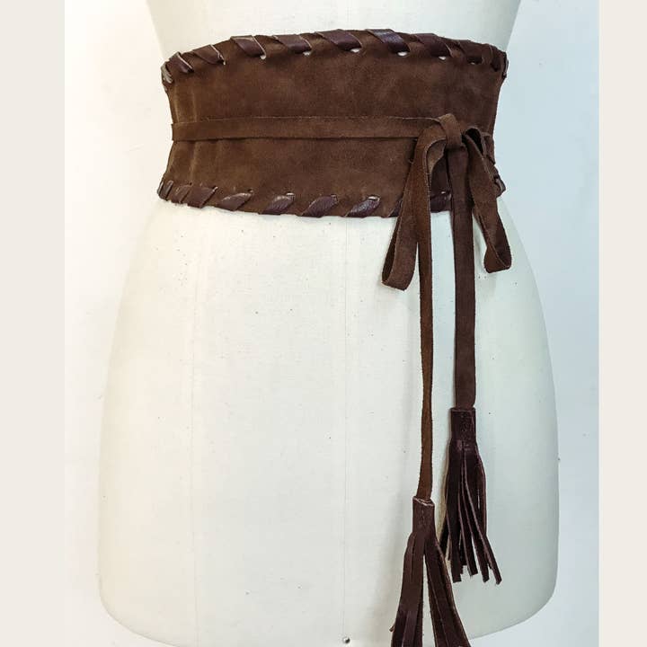 JUAN·JO GALLERY (Leather Gallery, SCP) – wholesale Belt – Women's – Dark Brown Suede Obi Belt Boho Style - Fall 2025 3