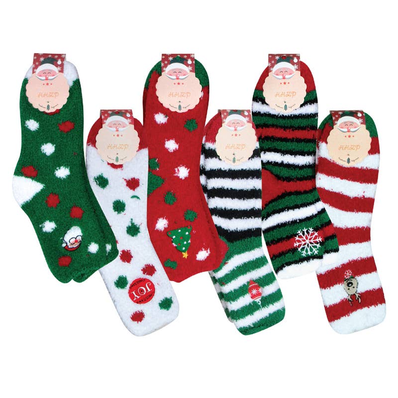 Deluxe Import Trading - Wholesale Socks - Women's - Christmas Cozy Socks with Embroidery0