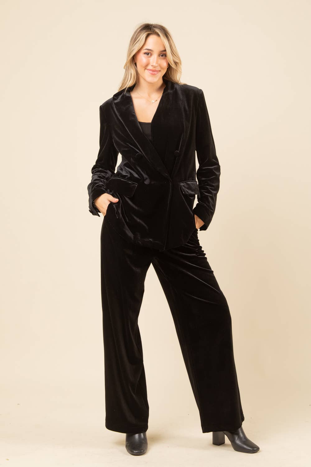 VERY J – wholesale Byxor - Dam – NP70304-hög midja sammet Holiday Party raka byxor16