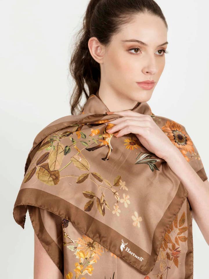 SABRINA 100% Italian silk scarf - TAUPE for wholesale by HARTWELL