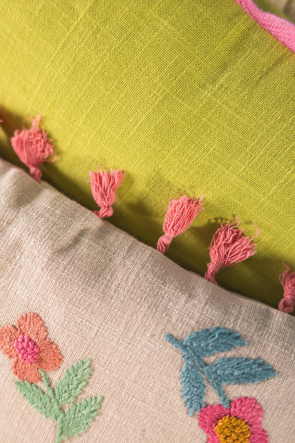 Ian Snow Ltd - Wholesale Chair cushion - Cream Embroidered Flowers Cushion Cover5