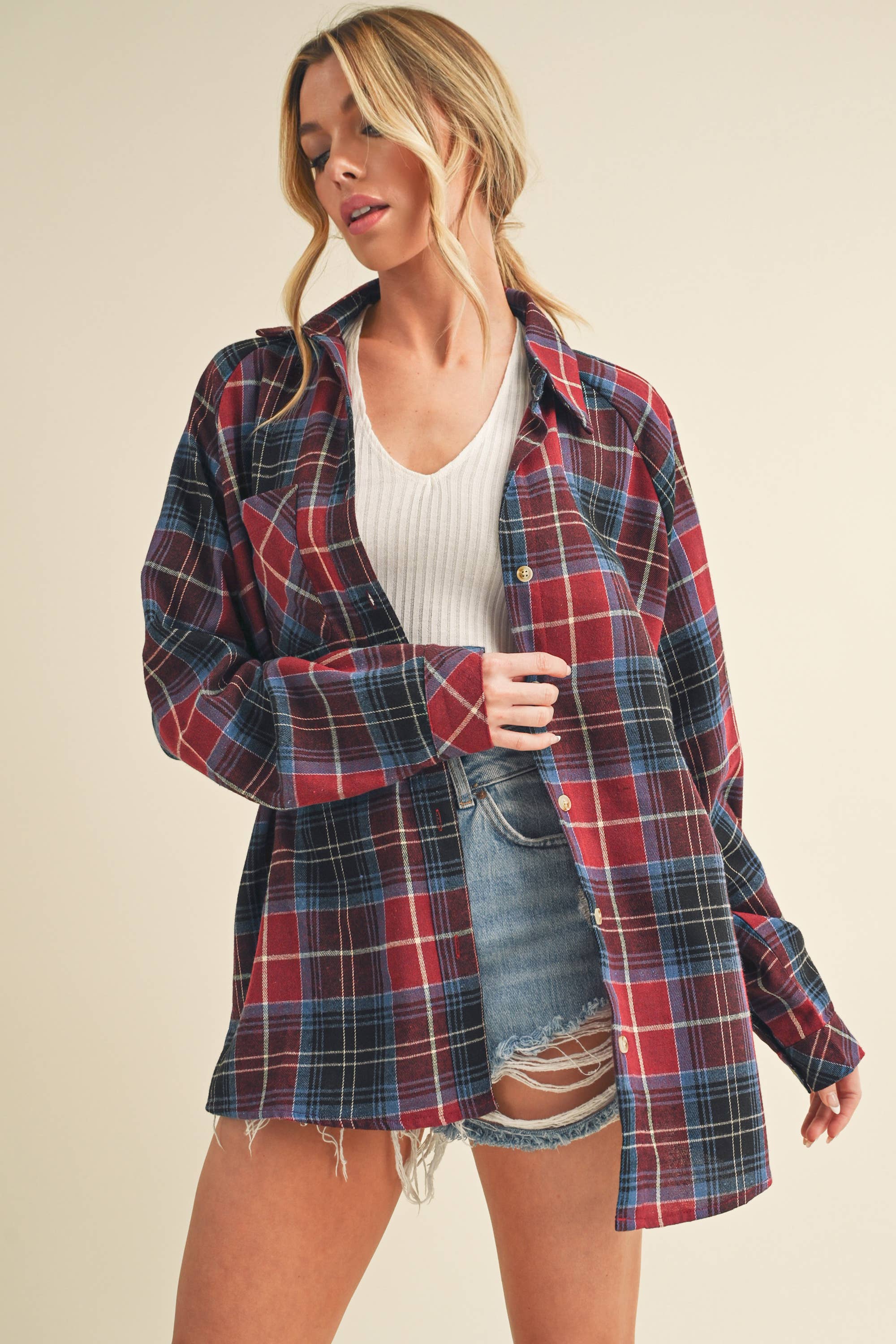 AEMI + CO - Wholesale Button Down Shirt - Women's - 8324DN Katie Flannel Shirt 617