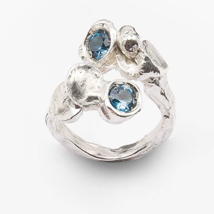 Anello sei soldini in argento con 2 pietre per la vendita all'ingrosso da parte di Ritrov_Arti