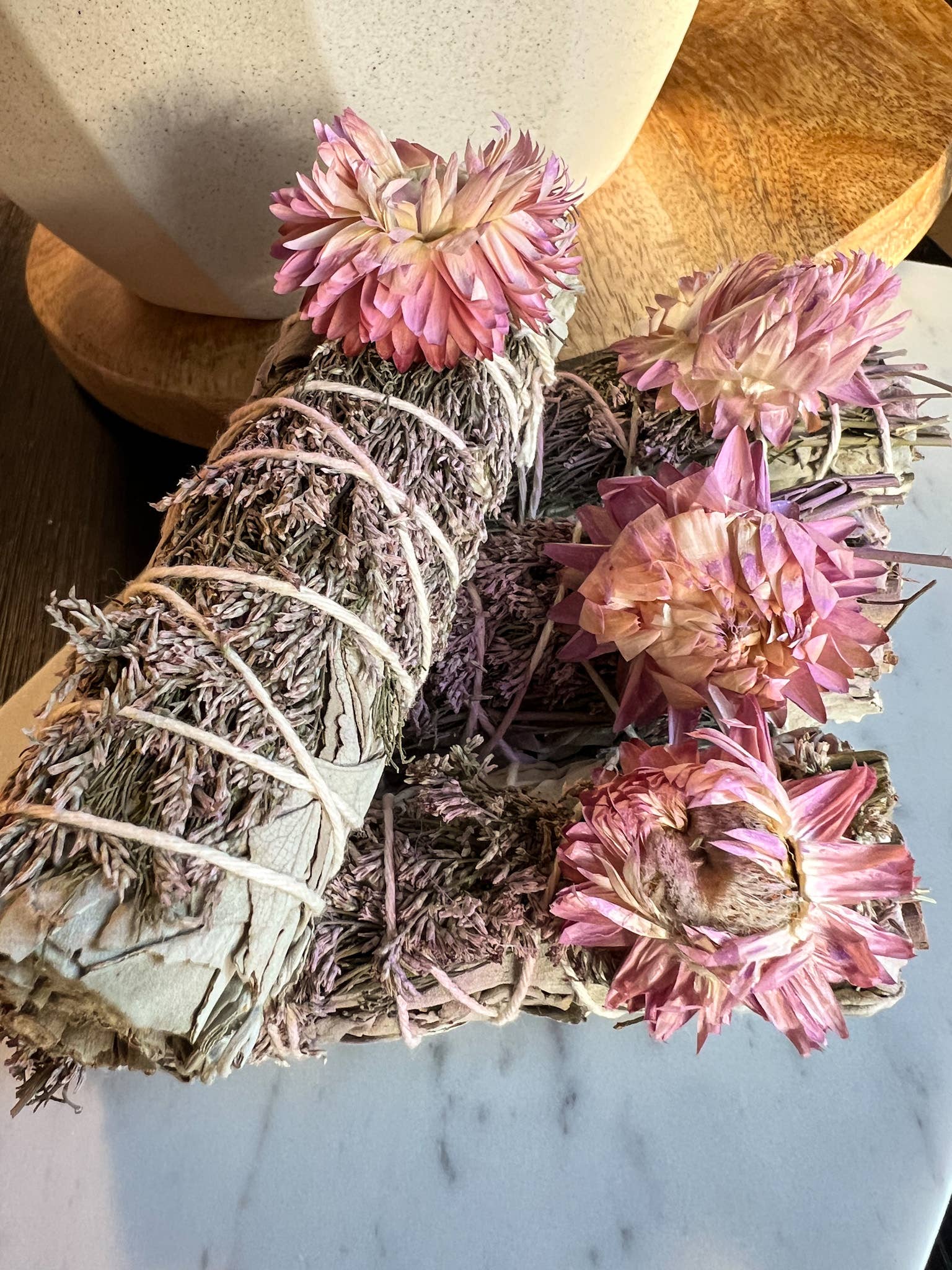 Sacred Sunday - Wholesale Sage Bundle - 'REBIRTH + RENEWAL': Caspia + Paper Flower White Sage Wand2