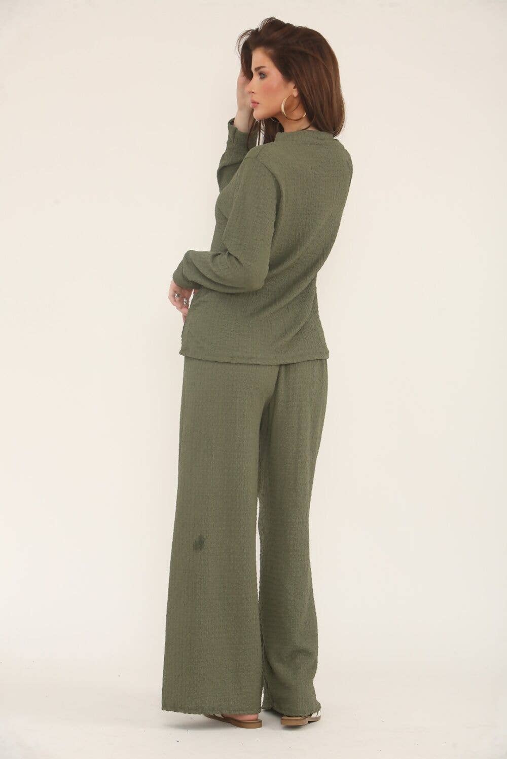 J5FASHION – wholesale Top & pants set (NOT Loungewear) – Women's – CHEESECLOTH LONG SLEEVE GOLD BUTTONED TOP - TROUSERS CO-ORD5