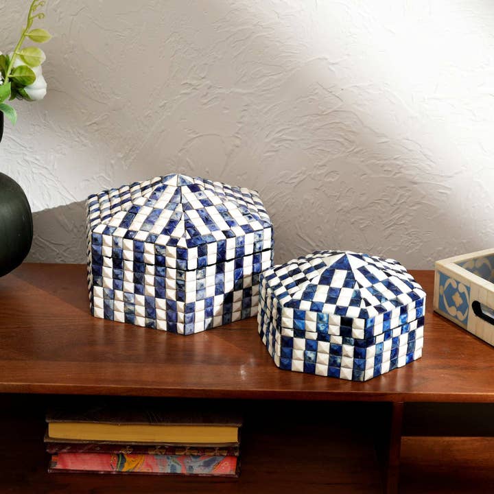 Knochenintarsien-Diamantbox – Handgefertigtes 2-teiliges Aufbewahrungsakzentstück für den Großhandel von Expo Bazaar