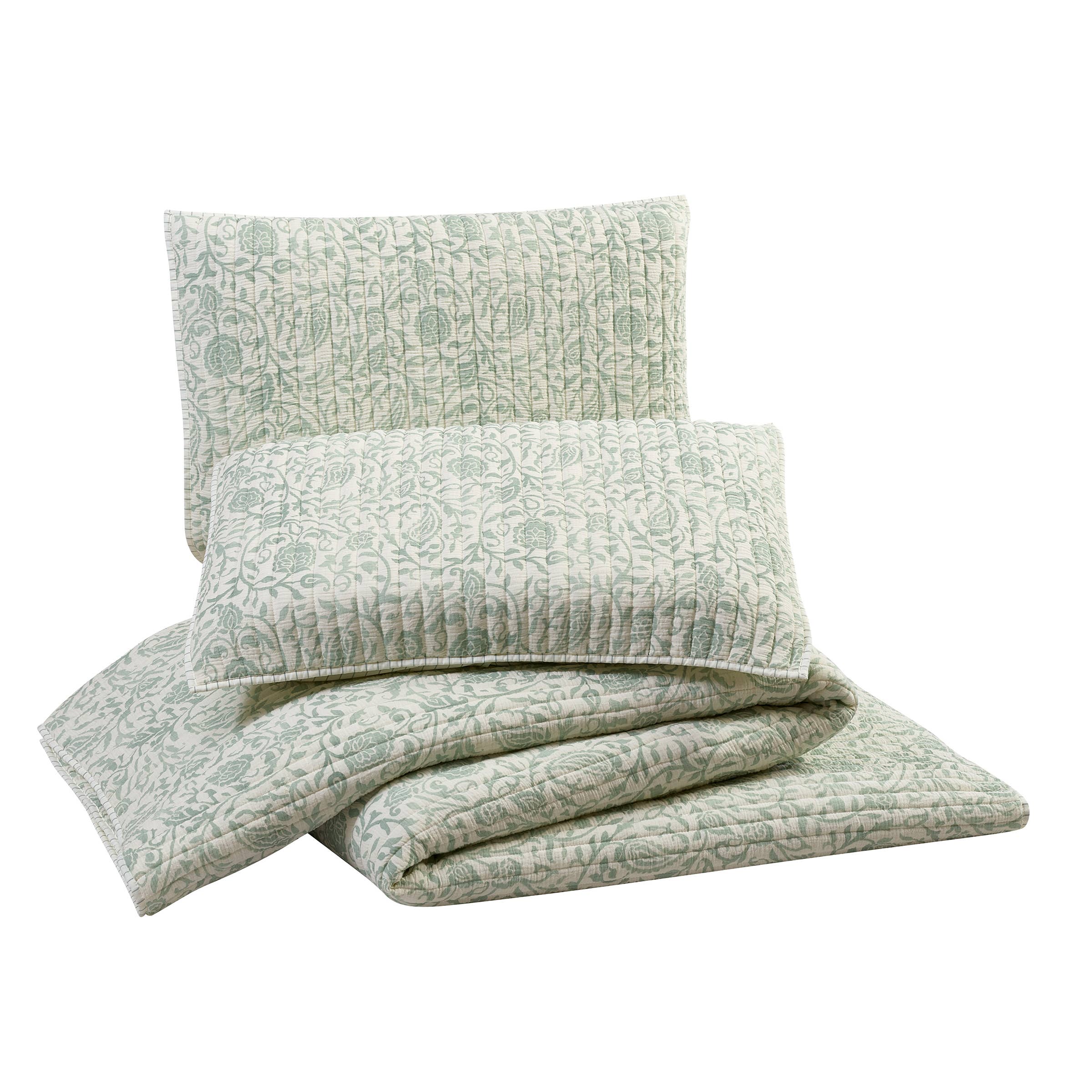 Peking Handicraft - Vente Parure de lit - Ensemble de courtepointe Eden Paisley - Vert - Modern Heirloom5