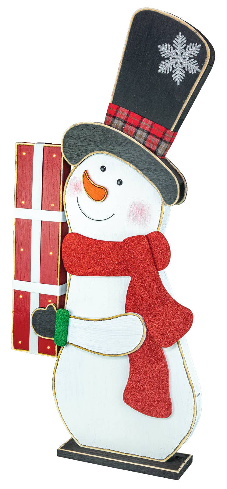 Hanna's Handiworks – Objeto de mesa decorativo por atacado – Boneco de Neve de Natal com Pacote Iluminado de Pé0