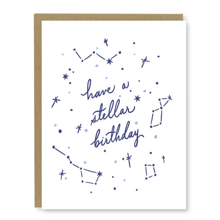 Tarjeta de cumpleaños Stellar | Tarjeta de cumpleaños tipográfica para venta al por mayor de Kindred Letterpress
