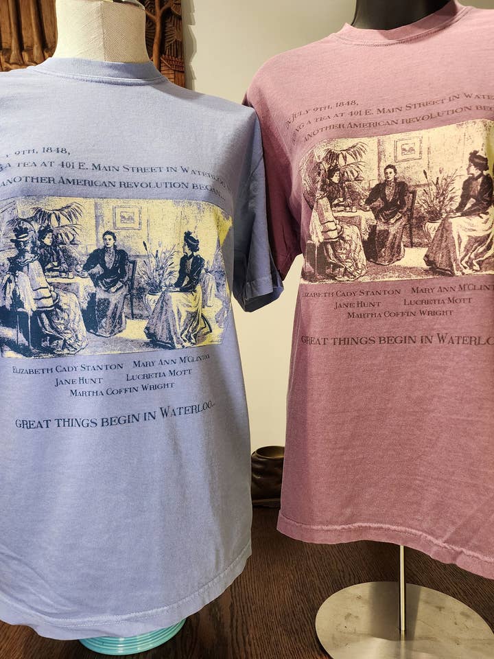 Maglietta Rivoluzione del Tea Party per il Suffragio Femminile Colori Personalizzati Denim per la vendita all'ingrosso da parte di Seed House Prints