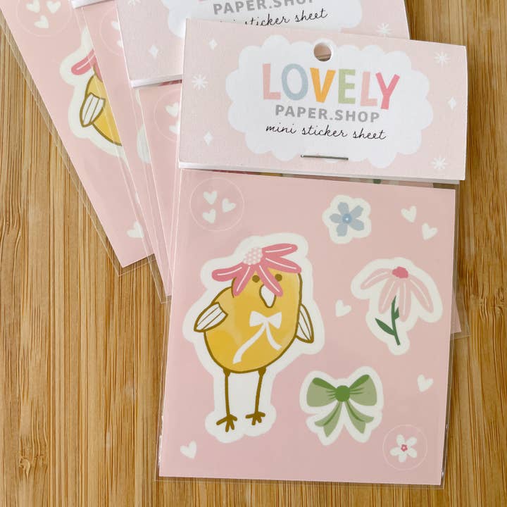 Feuille d'autocollants miniatures Pink Chick pour la vente par Lovely Paper