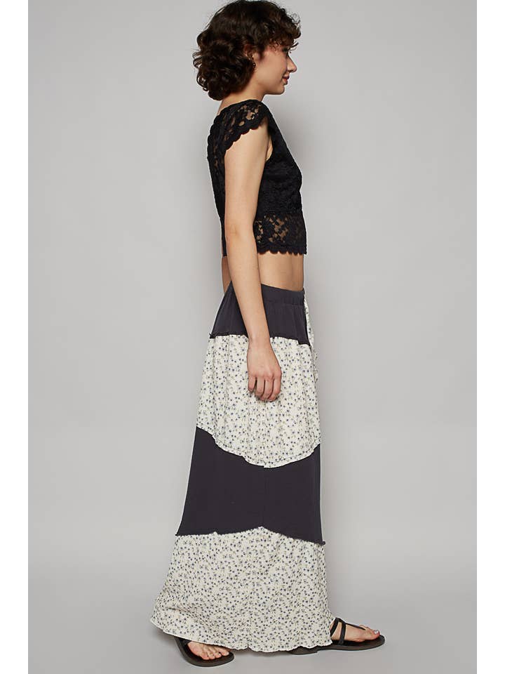 Pol Clothing - Wholesale Pants - Women's - Contrast Floral Double Gauze Woven Print Pants5