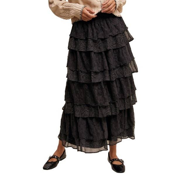 Lace Tiered Maxi Skirt
Feminine Elegance with Effortless Mov for wholesale by Blue Bunny Inc