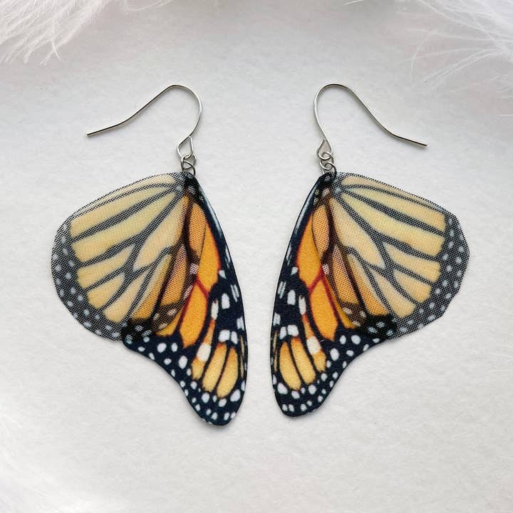 Silk Organza Monarch Wings Earrings for wholesale by OhMyButterfly