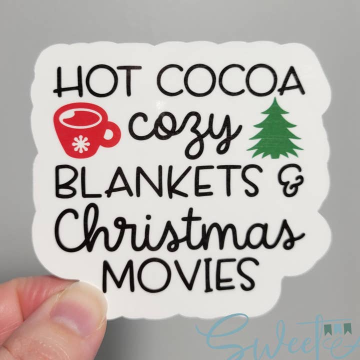 Pegatina de chocolate caliente, mantas acogedoras y películas navideñas para venta al por mayor de Sweet Ash Creations