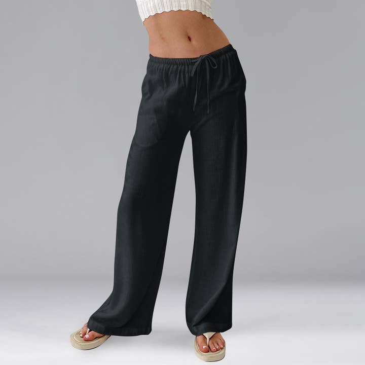 HIDDENBRAND - Wholesale Pants - Women's - Leisure solid summer wide-leg pants3