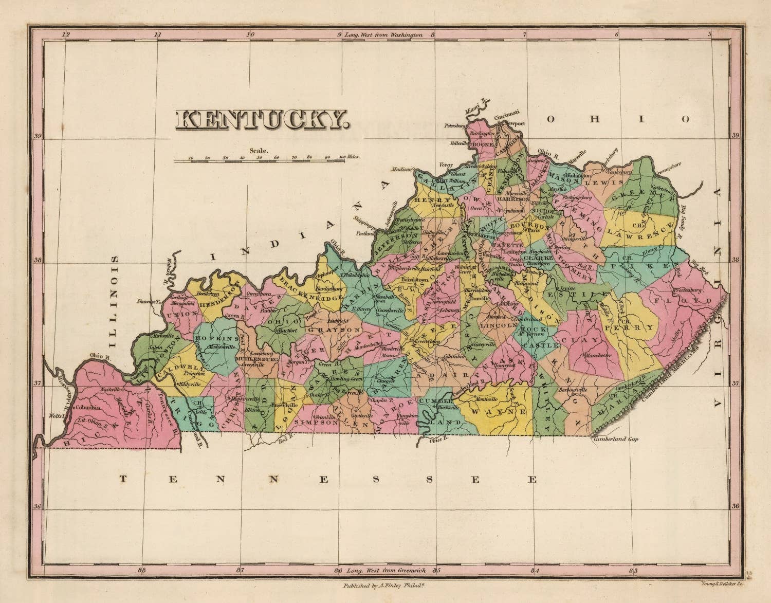 Ted's Vintage Art - Wholesale Map - Vintage Map of Kentucky 18244