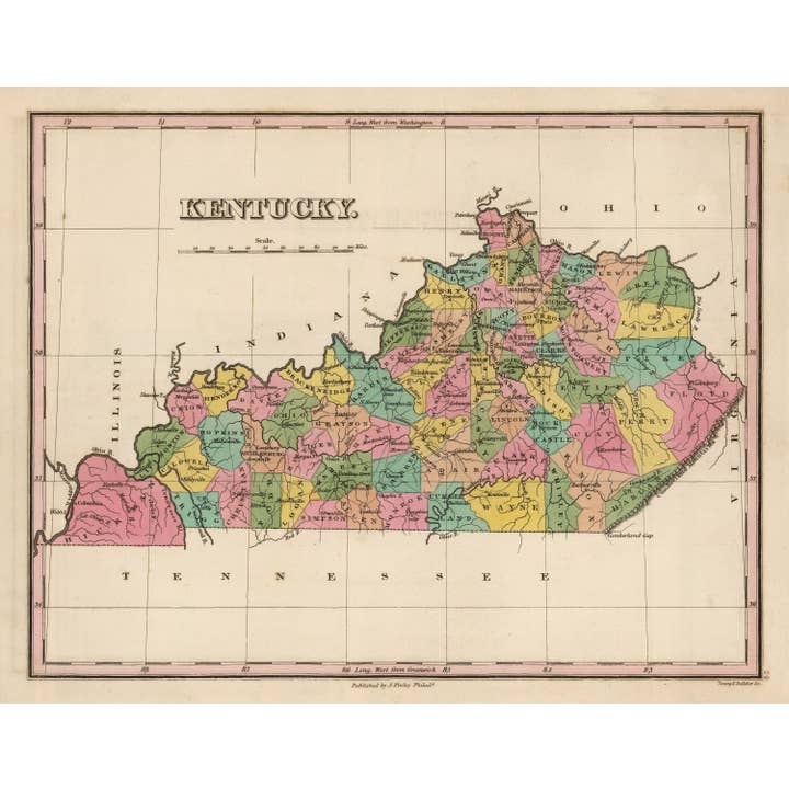 Ted's Vintage Art - Wholesale Map - Vintage Map of Kentucky 18244