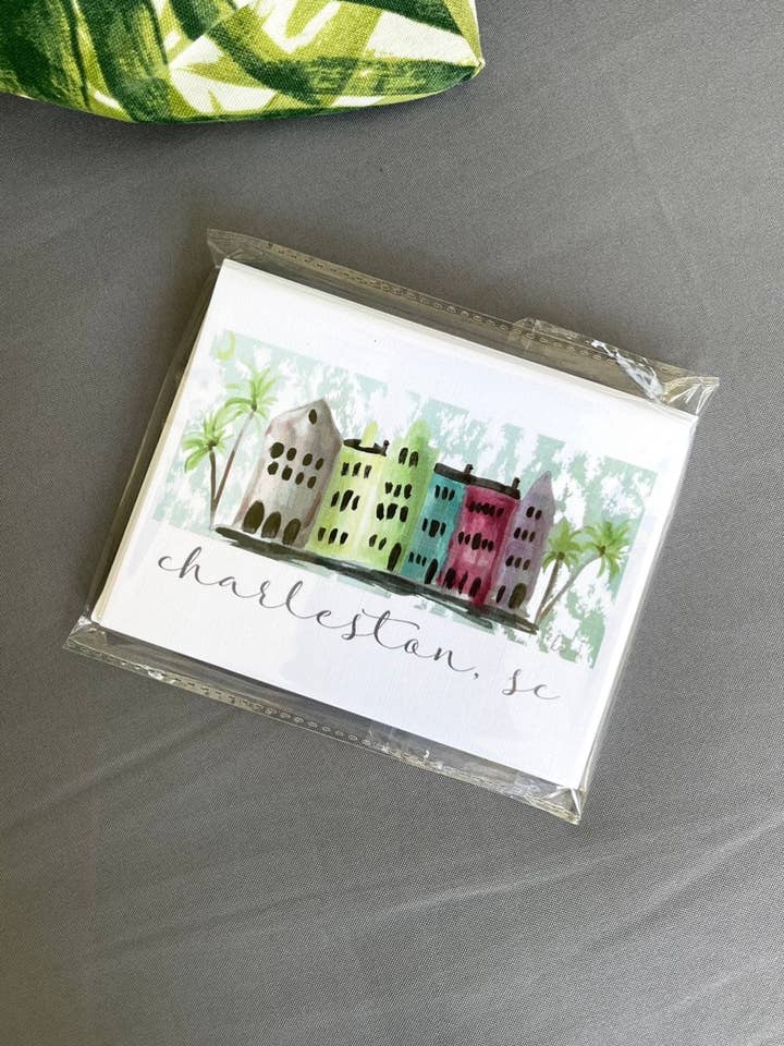 Rainbow Row Note Cards for wholesale by Half-Pint Designs